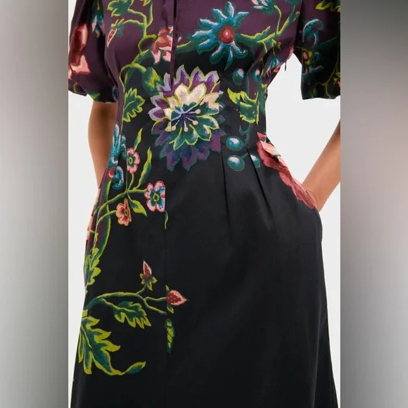 Tuckernuck Midnight Moonflower Delaney Dress Floral Purple Collared Midi Small - Picture 4 of 15